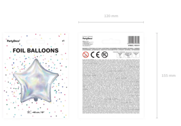 Folienballon - Stern Weiß schimmernd - ø 48cm